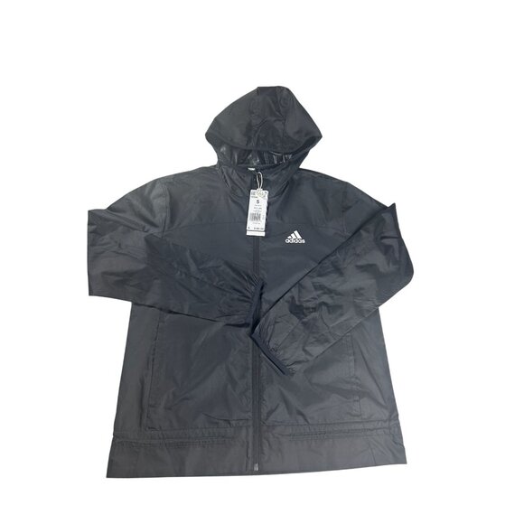 Adidas Windbreaker Women's Small Black Windy RDY Aeroready Hood Jacket Zip NEW - Picture 3 of 8